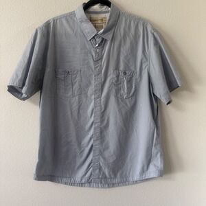 Transcript Mens Athletic Fit Short Sleeve Button Down Shirt Blue Cotton XL